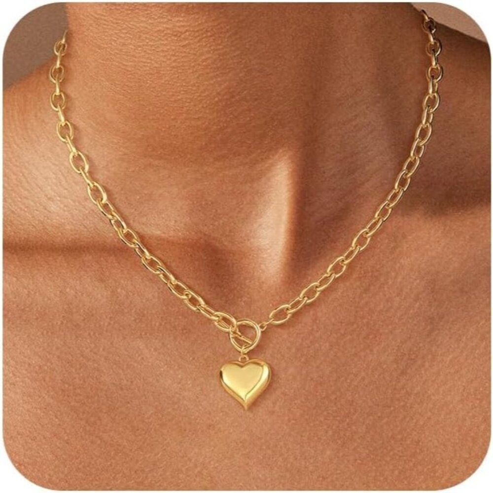 🆕14K Gold Plated Sweatproof Non Tarnish Chunky Layered Herringbone Necklace